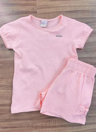 CONJUNTO FEMININO INFANTIL SEM MANGA+SHORTS R09
