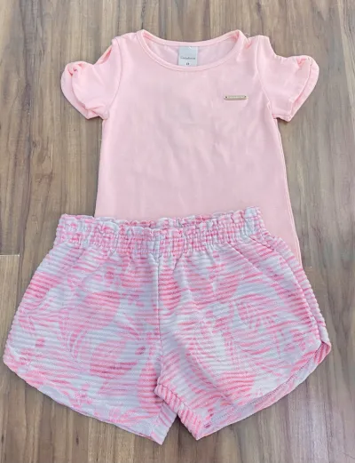 CONJUNTO FEMININO INFANTIL SEM MANGA+SHORTS R09
