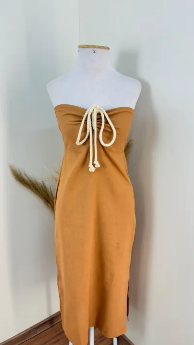 VESTIDO FEMININO C/ALÇA MIDI