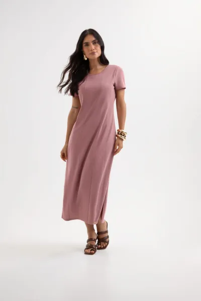 CATIVA — VESTIDO FEMININO ADULTO MANGA CURTA MIDI