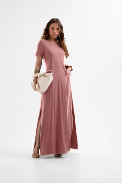 VESTIDO FEMININO ADULTO SEM MANGA LONGO