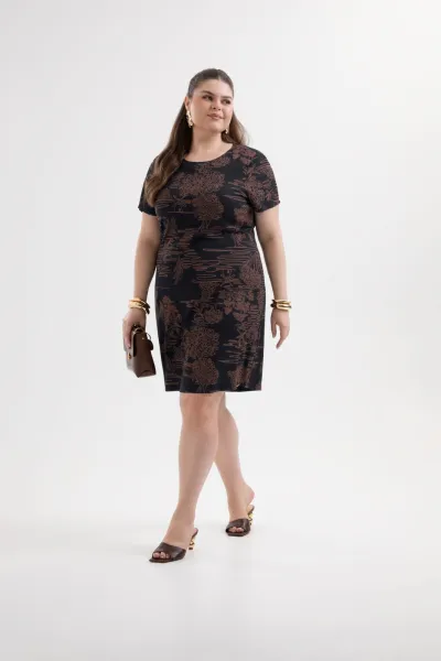 VESTIDO FEMININO ADULTO SEM MANGA CURTO