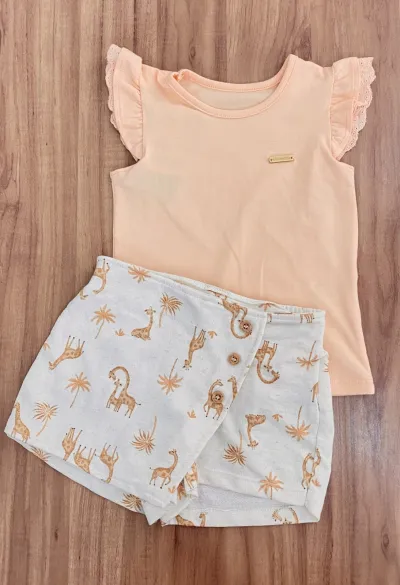 CONJUNTO FEMININO INFANTIL SEM MANGA+SHORTS R120