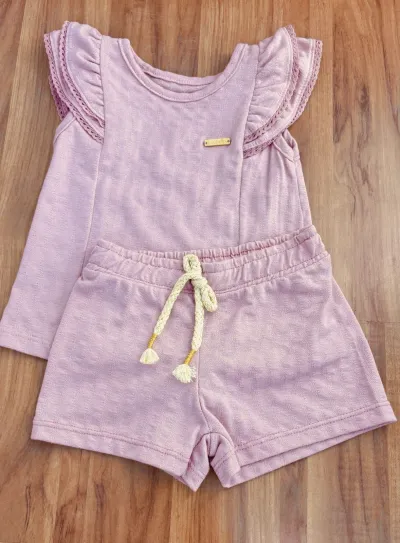CONJUNTO FEMININO INFANTIL SEM MANGA+SHRTS