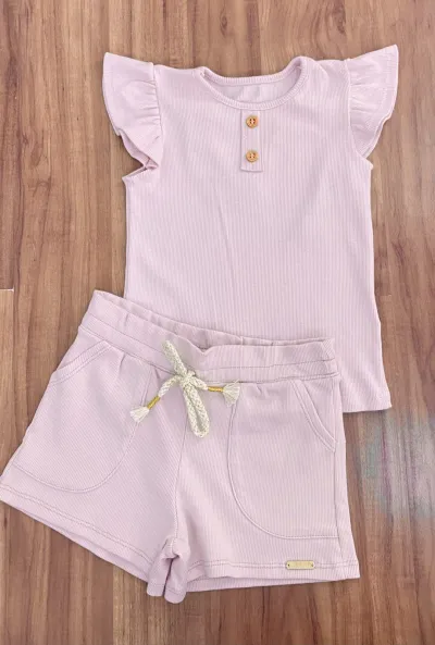 CONJUNTO FEMININO INFANTIL SEM MANGA+SHRT