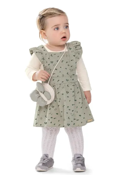 COLORITTA — CONJUNTO FEMININO INFANTIL VESTIDO+MANGA LONGA