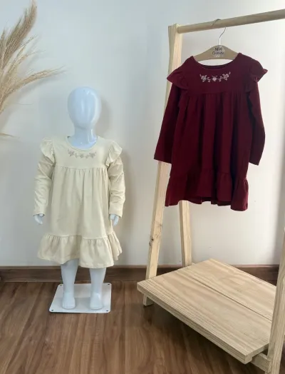 VESTIDO FEMININO INFANTIL MANGA LONGA CURTO