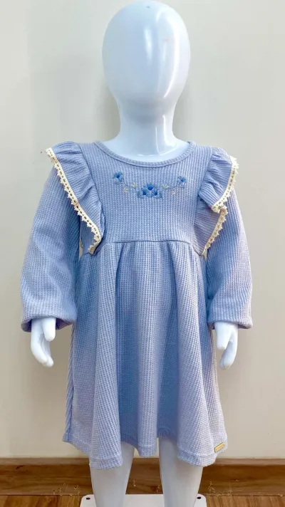 VESTIDO FEMININO INFANTIL MANGA LONGA CURTO