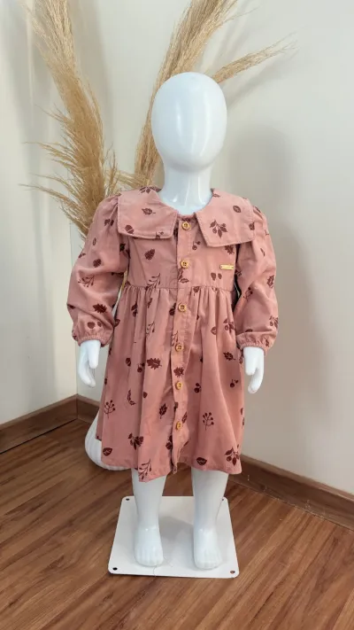 VESTIDO FEMININO INFANTIL MANGA LONGA CURTO