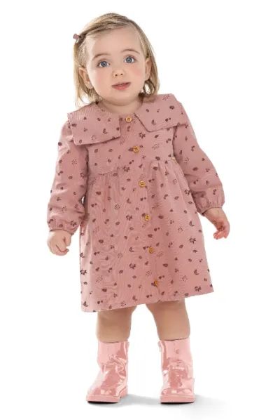 COLORITTA — VESTIDO FEMININO INFANTIL MANGA LONGA CURTO