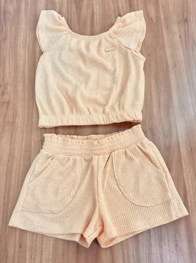CONJUNTO FEMININO INFANTIL SEM MANGA+SHORTS R120