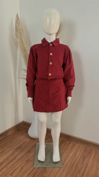 CONJUNTO FEMININO INFANTIL CAMISA MANGA LONGA+SAIA