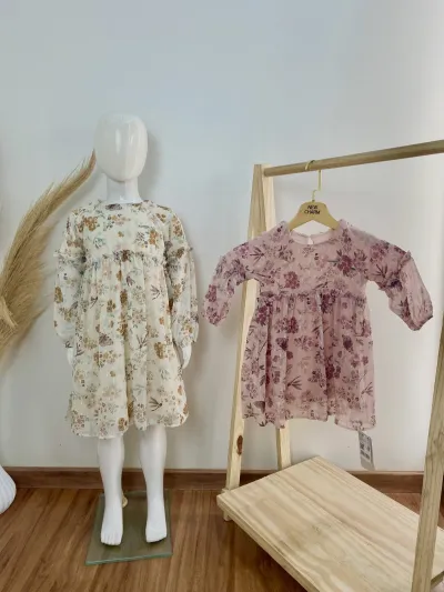 VESTIDO FEMININO INFANTIL MANGA LONGA CURTO