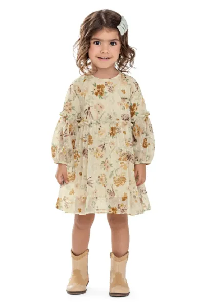 COLORITTA — VESTIDO FEMININO INFANTIL MANGA LONGA CURTO