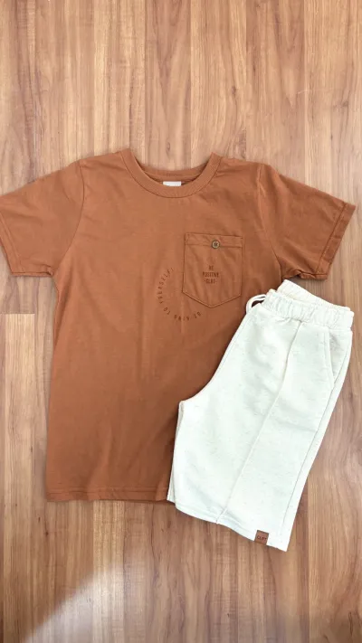 CONJUNTO MASCULINO INFANTIL SEM MANGA+BERMUDA