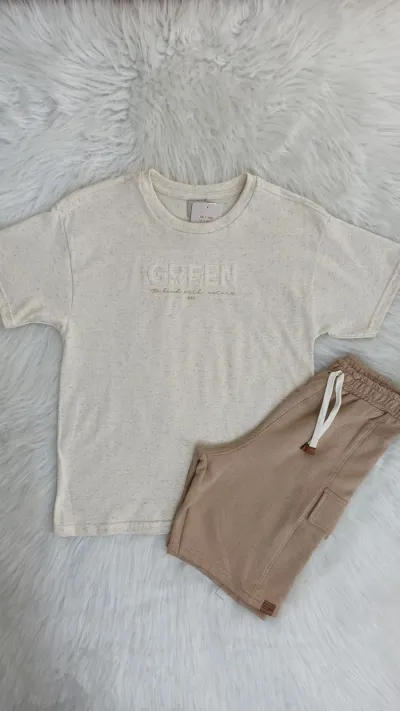 CONJUNTO MASCULINO INFANTIL SEM MANGA+BERMUDA