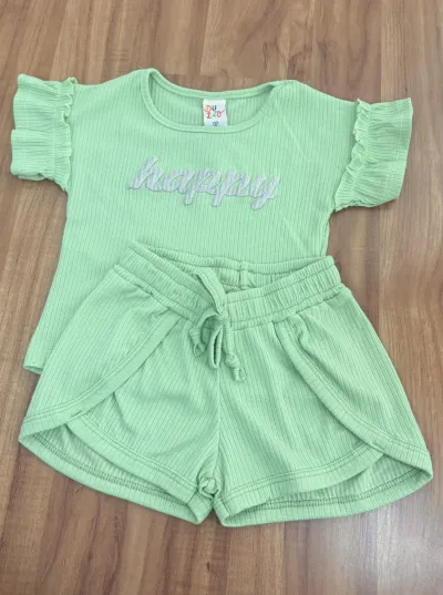CONJUNTO FEMININO INFANTIL SEM MANGA+SHORTS R135