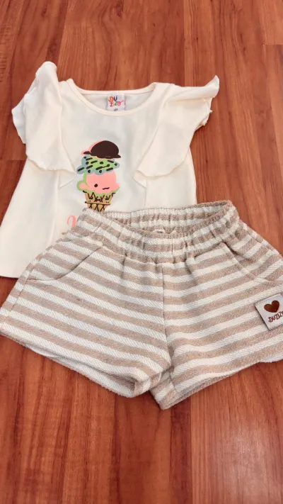 CONJUNTO FEMININO INFANTIL SEM MANGA+SHORTS R135
