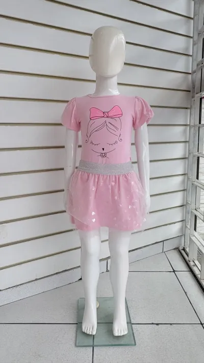 CONJUNTO FEMININO INFANTIL SEM MANGA+SAIA R135