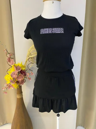 CONJUNTO FEMININO INFANTIL SEM MANGA+SAIA R135