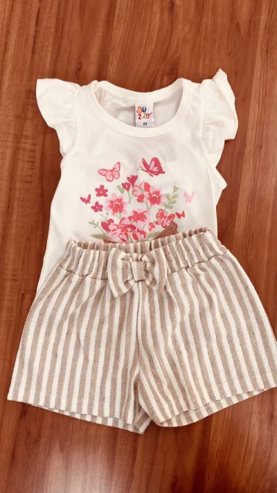 CONJUNTO FEMININO INFANTIL SEM MANGA+SHORTS R135