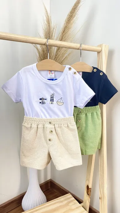 CONJUNTO MASCULINO INFANTIL BODY SEM MANGA+SHORTS