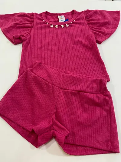 CONJUNTO FEMININO INFANTIL SEM MANGA+SHRT
