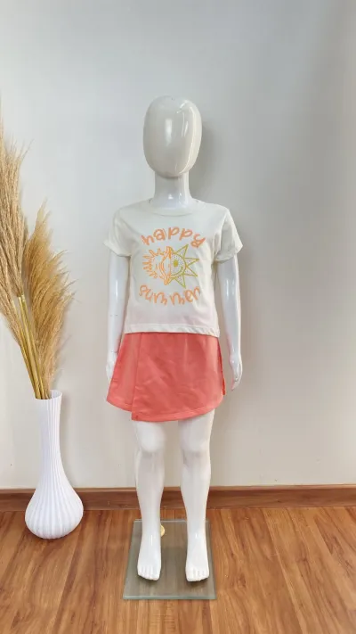 CONJUNTO FEMININO INFANTIL SEM MANGA+SHRT