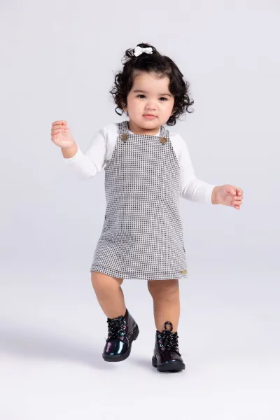 CONJUNTO FEMININO INFANTIL BODY MANGA LONGA+SALOPET