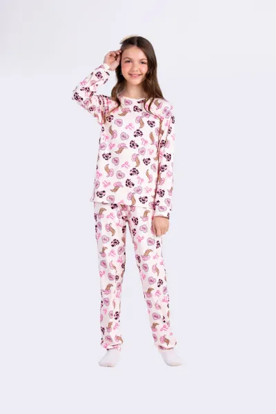 DUZIZO — PIJAMA FEMININO INFANTIL MANGA LONGA+CALÇA