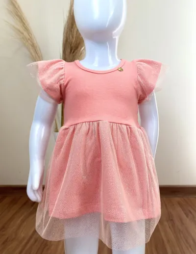 VESTIDO FEMININO INFANTIL SEM MANGA CURTO