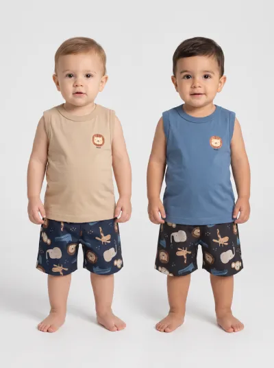 DUZIZO — CONJUNTO MASCULINO INFANTIL REGATA+BERMUDA