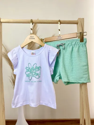 DUZIZO — CONJUNTO FEMININO INFANTIL MANGA CURTA+SHORTS