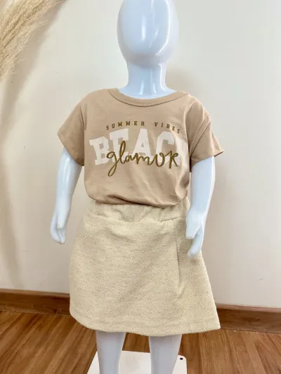 DUZIZO — CONJUNTO FEMININO INFANTIL MANGA CURTA+SAIA