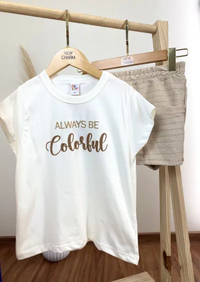 DUZIZO — CONJUNTO FEMININO INFANTIL MANGA CURTA+SHORTS SAIA
