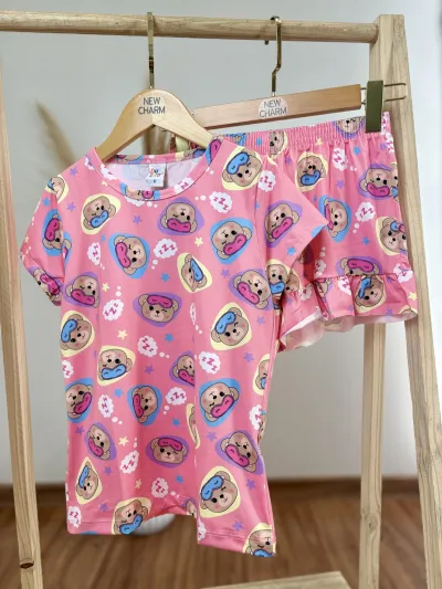 PIJAMA FEMININO INFANTIL SEM MANGA+SHORTS
