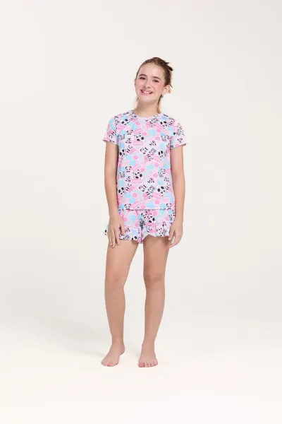 DUZIZO — PIJAMA FEMININO INFANTIL MANGA CURTA+SHORTS