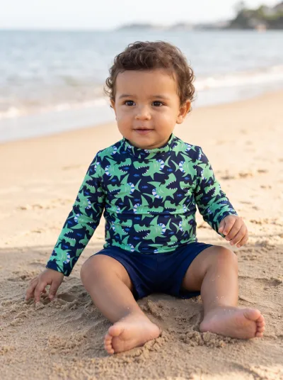 DUZIZO — CAMISETA MASCULINO INFANTIL MANGA LONGA PROTEÇÃO UV