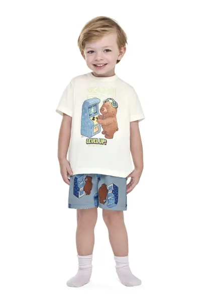 PIJAMA MASCULINO INFANTIL SEM MANGA+BERMUDA