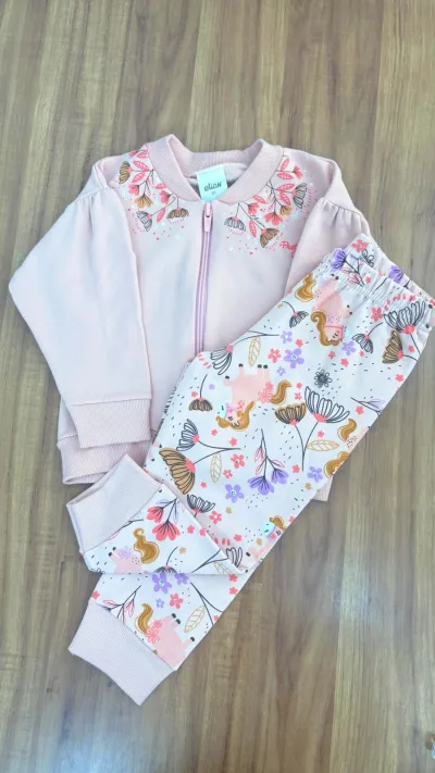 CONJUNTO FEMININO INFANTIL MOLETOM+CALÇA R120