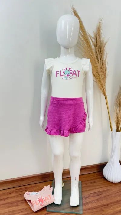CONJUNTO FEMININO INFANTIL SEM MANGA+SHRT