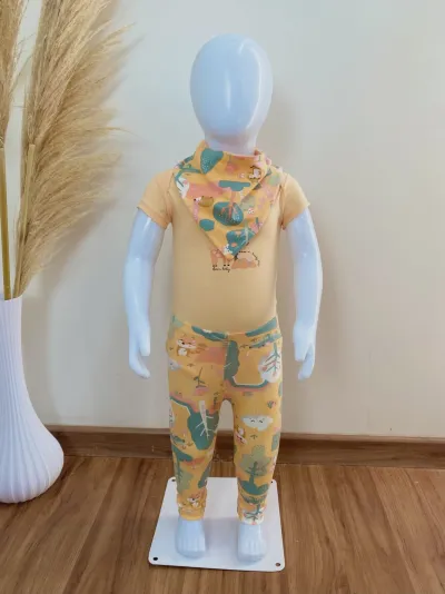 KIT FEMININO INFANTIL BODY SEM MANGA+CALÇA
