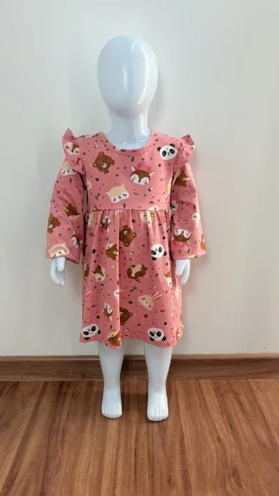 VESTIDO FEMININO INFANTIL MANGA LONGA CURTO