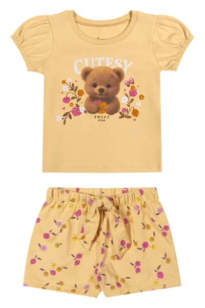 CONJUNTO FEMININO INFANTIL SEM MANGA+SHORTS