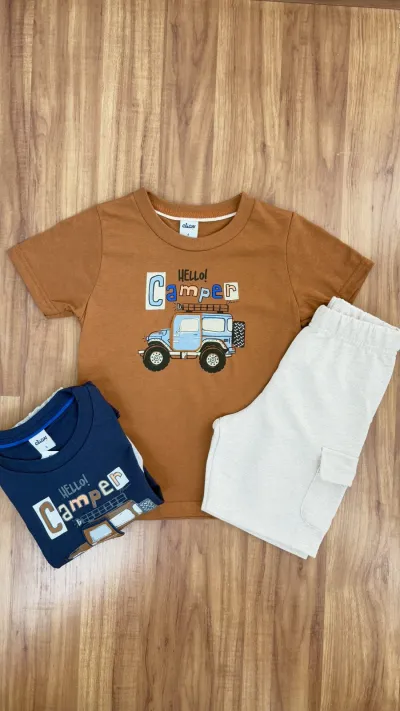 CONJUNTO MASCULINO INFANTIL SEM MANGA+BERMUDA