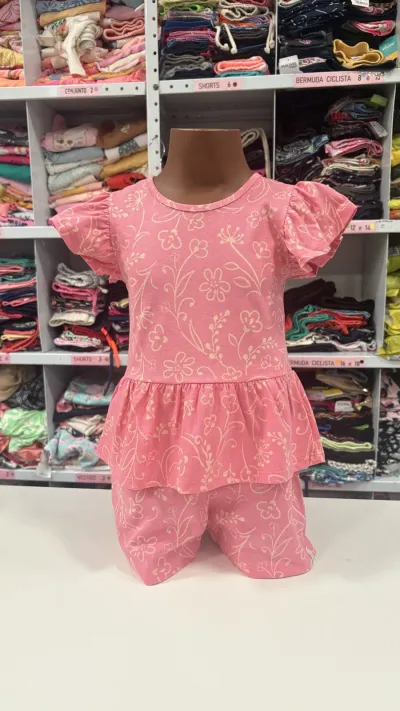 CONJUNTO FEMININO INFANTIL SEM MANGA+SHORTS R120
