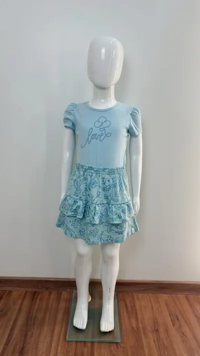 CONJUNTO FEMININO INFANTIL SEM MANGA+SAIA R120