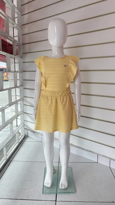 CONJUNTO FEMININO INFANTIL SEM MANGA+SAIA R120
