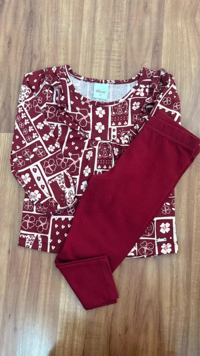 CONJUNTO FEMININO INFANTIL MANGA LONGA+CALÇA R120