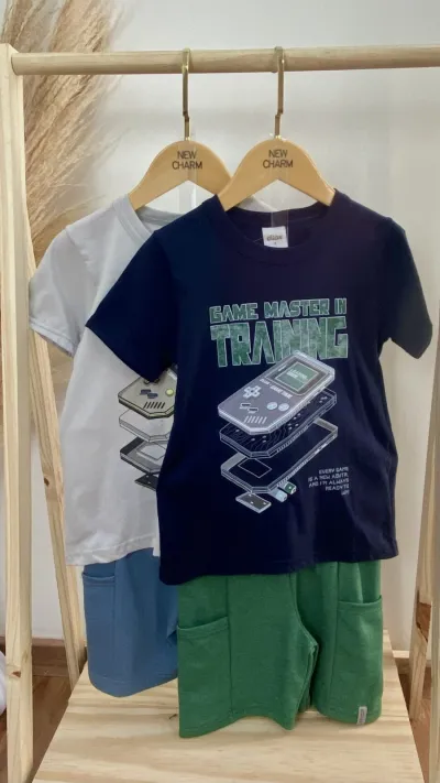 CONJUNTO MASCULINO INFANTIL SEM MANGA+BERMUDA